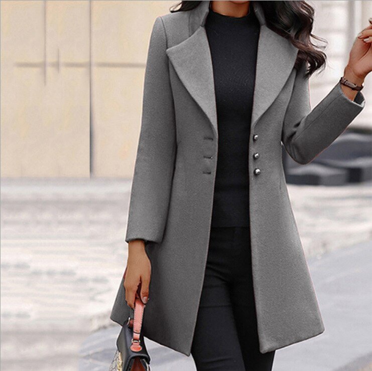 Women's Tailored Wool Blend Coat, Mid-Thigh Length with Notched Lapel – Winter Coat for Women 2