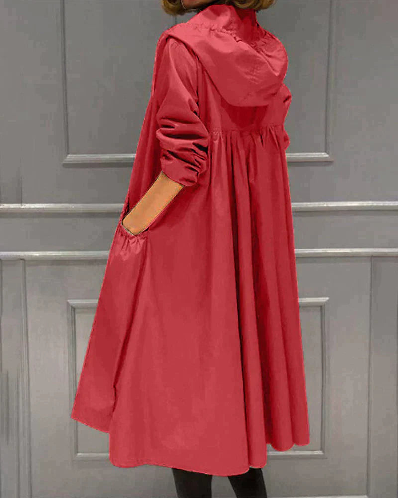 Women's Waterproof Hooded Jacket - Lightweight Knee-Length Relaxed Fit with Zip Closure 5