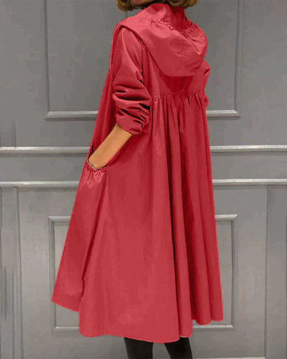 Women's Waterproof Hooded Jacket - Lightweight Knee-Length Relaxed Fit with Zip Closure 5