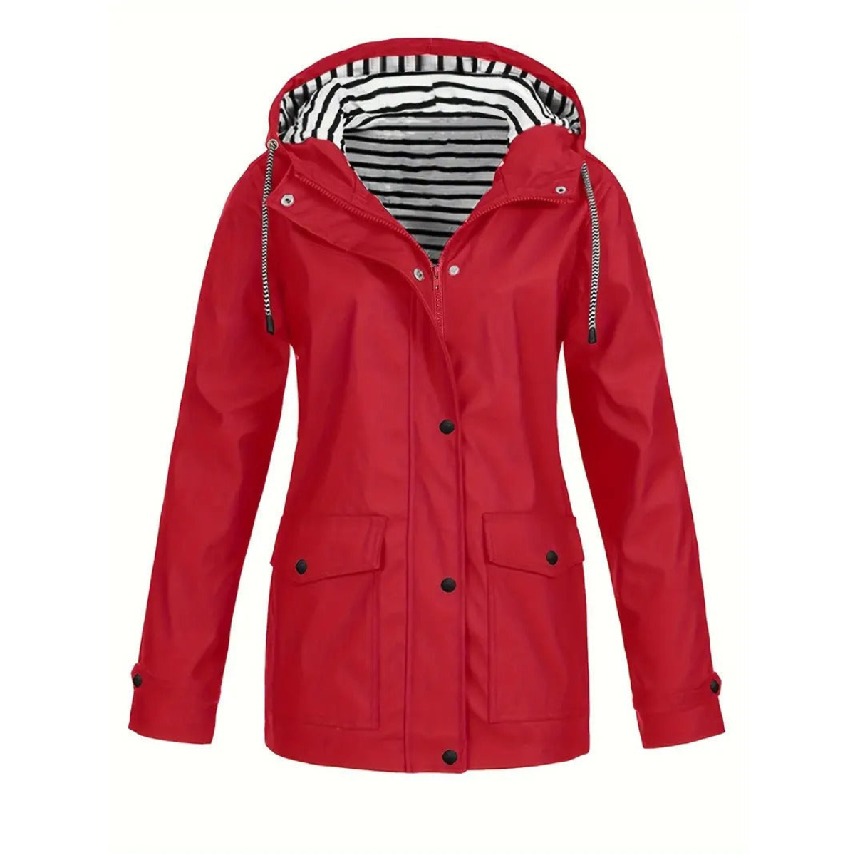 Women's Waterproof Raincoat with Adjustable Hood – Mid-Length Relaxed Fit Outdoor Jacket 1