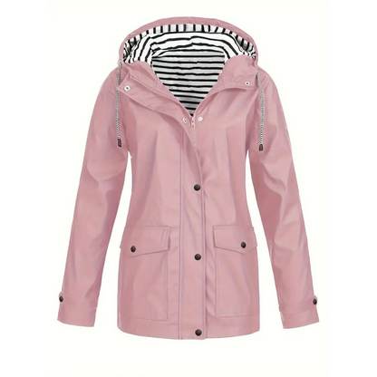 Women's Waterproof Raincoat with Adjustable Hood – Mid-Length Relaxed Fit Outdoor Jacket 2