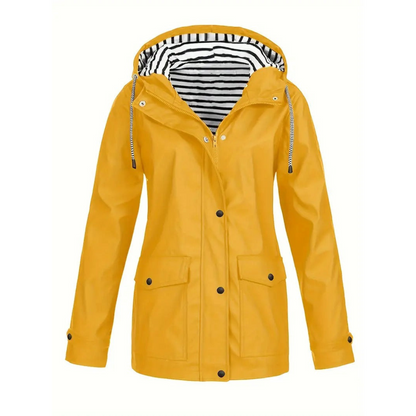 Women's Waterproof Raincoat with Adjustable Hood – Mid-Length Relaxed Fit Outdoor Jacket 3