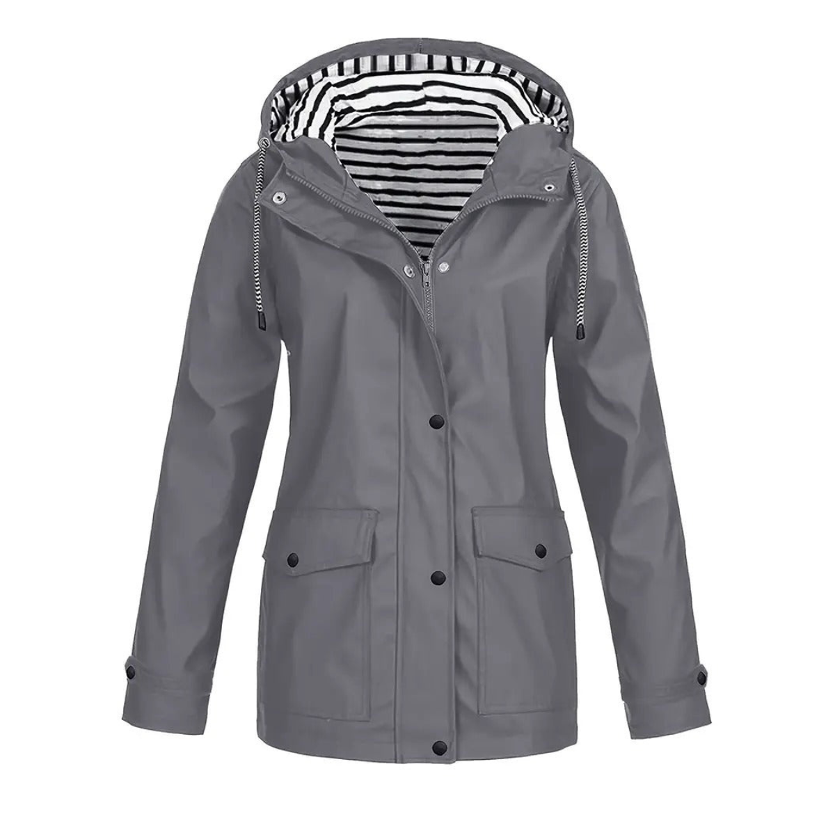 Women's Waterproof Raincoat with Adjustable Hood – Mid-Length Relaxed Fit Outdoor Jacket 4