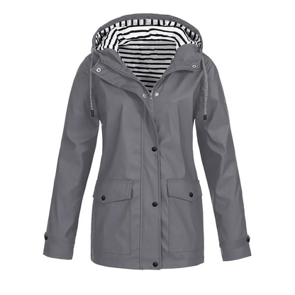 Women's Waterproof Raincoat with Adjustable Hood – Mid-Length Relaxed Fit Outdoor Jacket 4