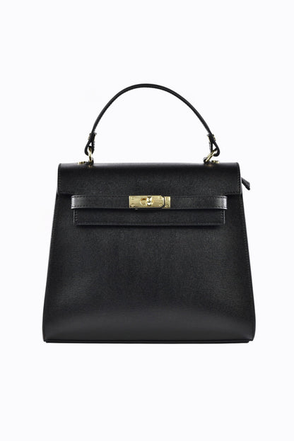 Zaira-Tasche aus echtem schwarzem Saffiano-Leder 0
