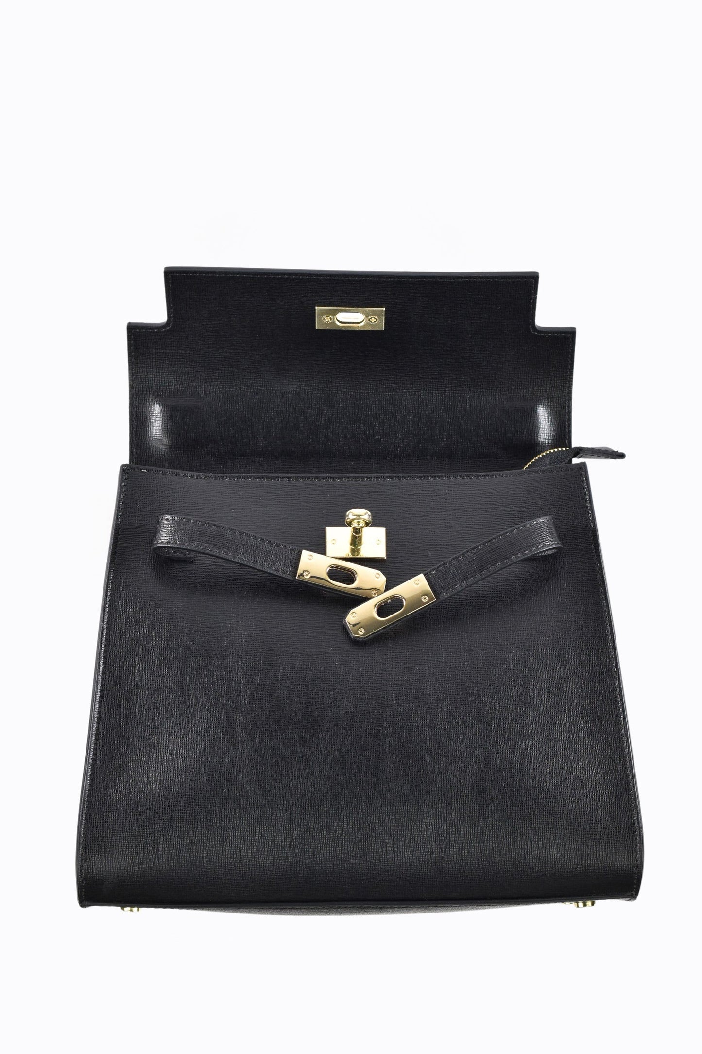 Zaira-Tasche aus echtem schwarzem Saffiano-Leder 4
