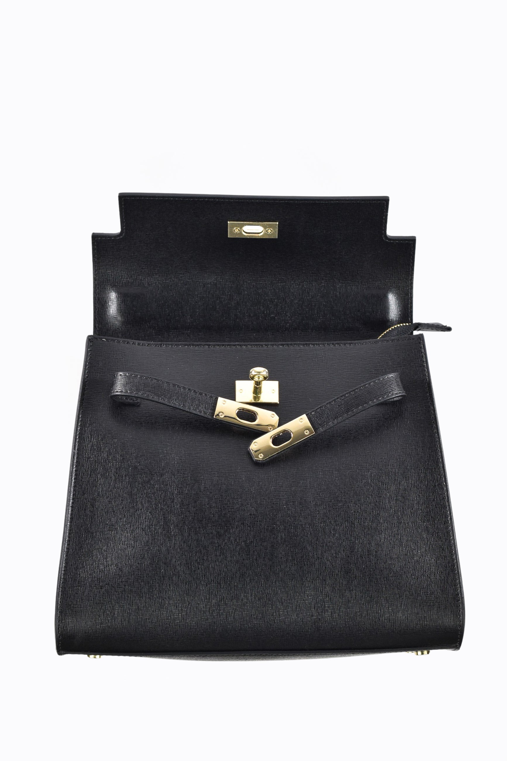 Zaira-Tasche aus echtem schwarzem Saffiano-Leder 4
