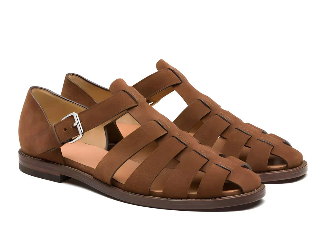 Variant image for Herren Sandalen Braun Größe 42 Leder rutschfest Gummi-41