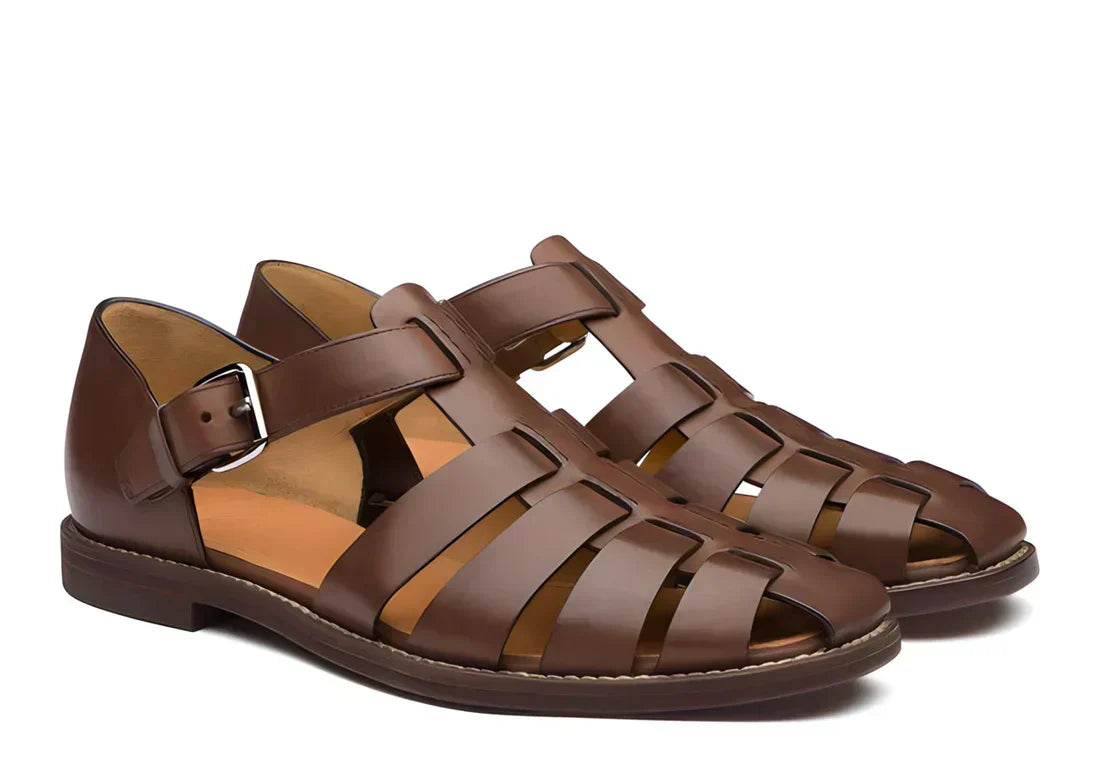 Variant image for Herren Sandalen Braun Größe 42 Leder rutschfest Gummi-49