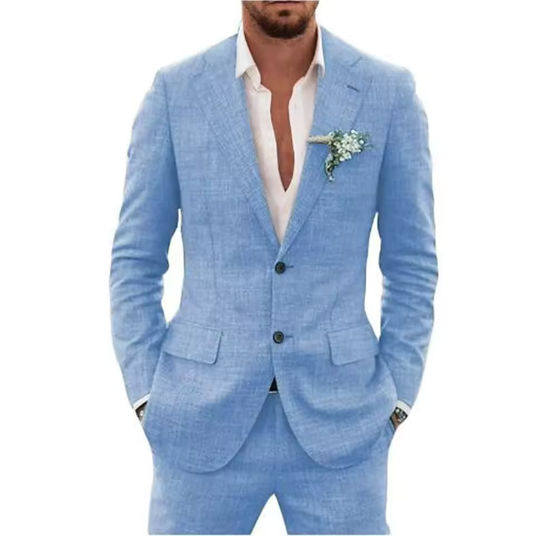 Declan Slim-Fit Men's Linen Suit - Stylish Wedding Suit for Formal Events-6