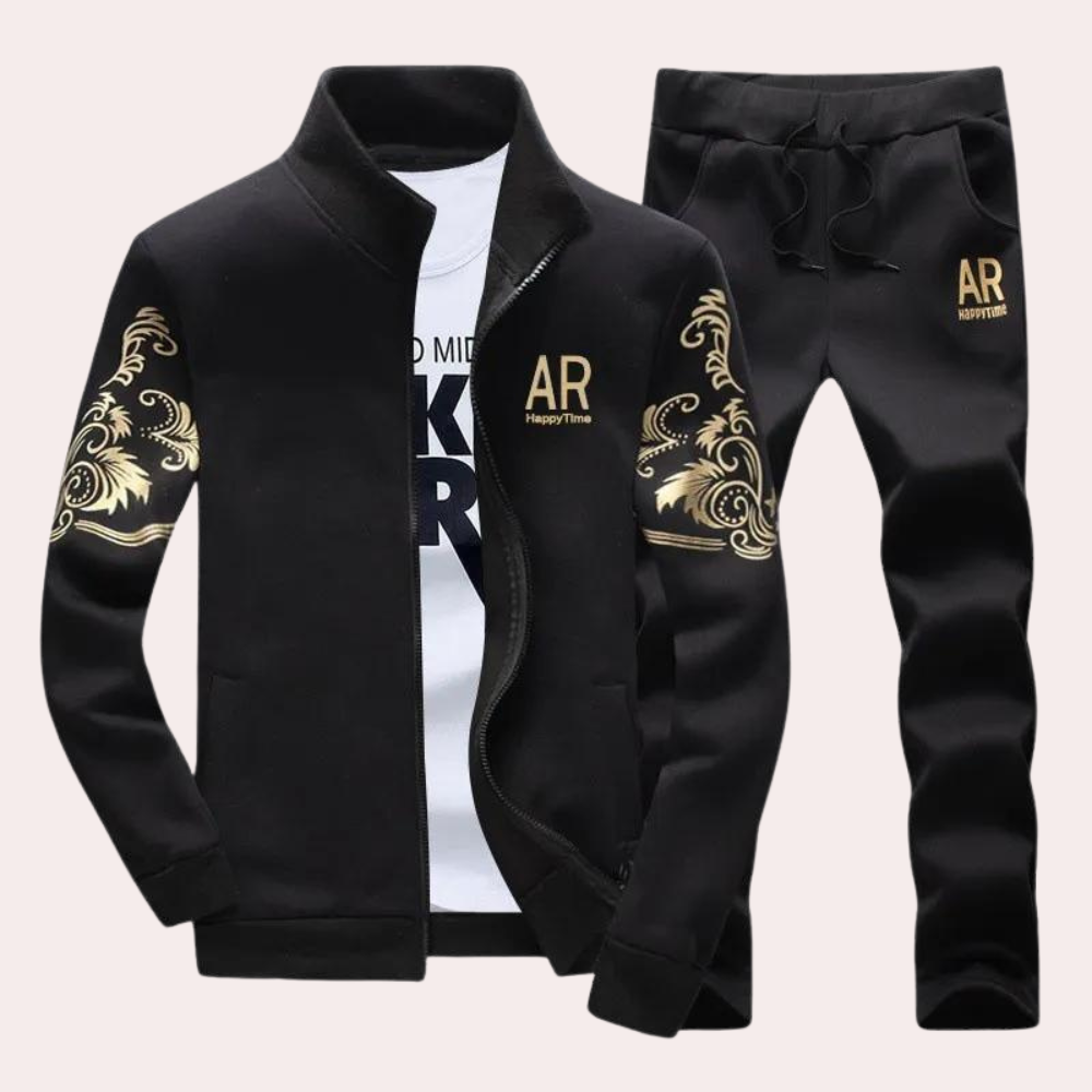 Herren Trainingsset Elegantes Design Goldmuster Hochwertige Materialien-3