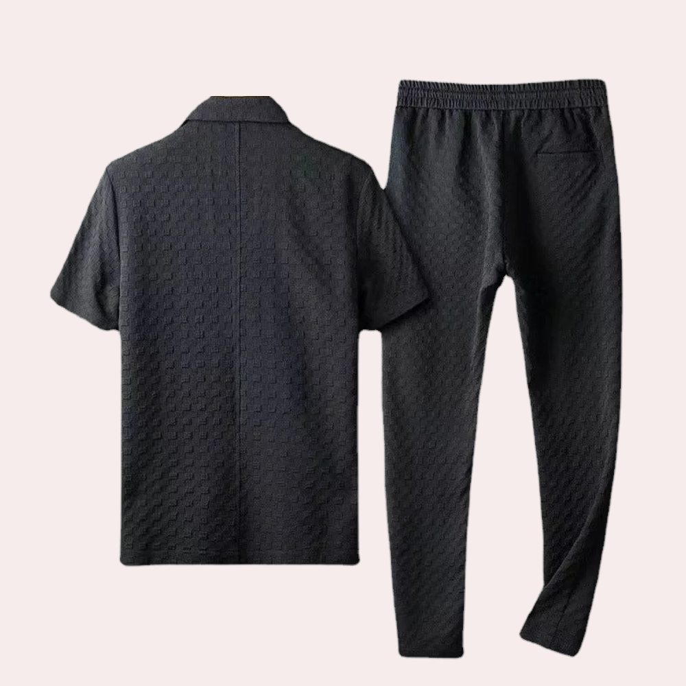 Herren Loungewear Set Elegantes Hemd mit Joggern Weiche Materialien-5