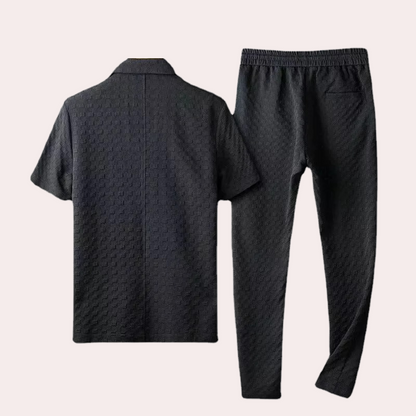 Herren Loungewear Set Elegantes Hemd mit Joggern Weiche Materialien-5