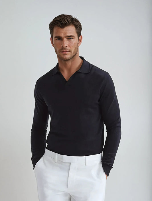 Ethan | Modern Stylish Long Sleeve Polo Shirts 1