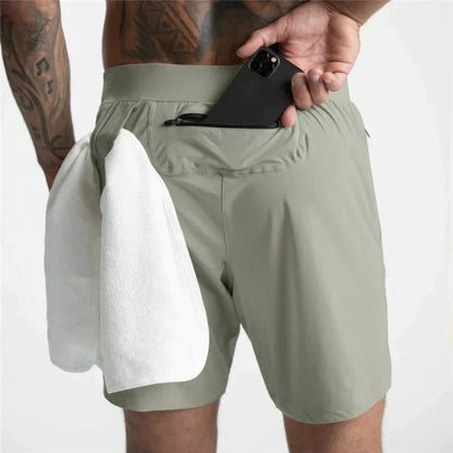 Herren Sportshorts Atmungsaktiv Leicht Mit Reißverschlussfächern Elastischer Bund-1