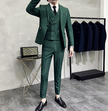 Variant image for Men's 3-Piece Suit Navy Size M Polyester for Weddings or Formal Events-13