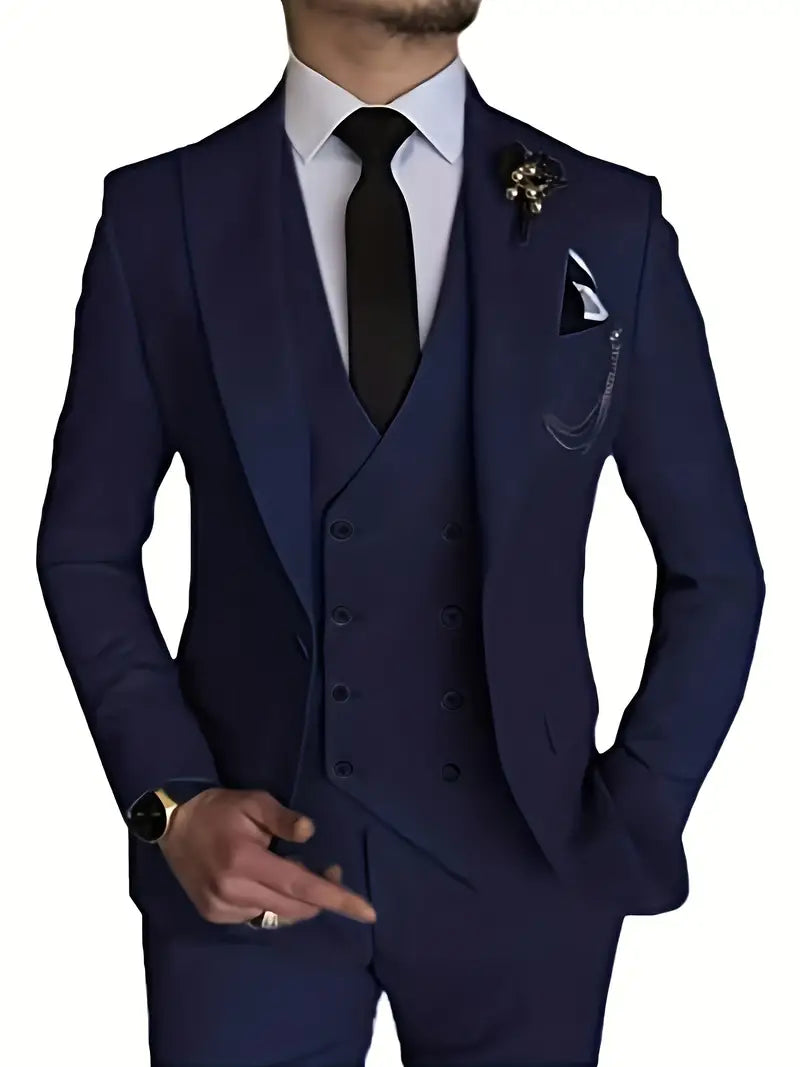 Variant image for Men's Suit Black 3-Piece Size M Polyester-25