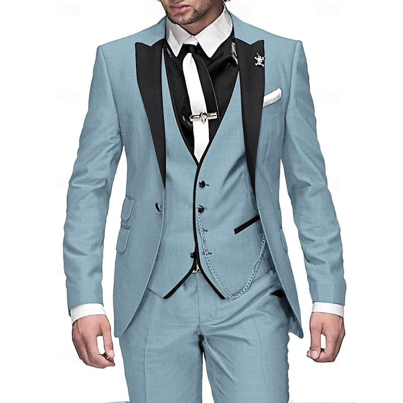 Variant image for Men's Three-Piece Linen Suit Grey Size M Elegant Blazer Vest Pants-53