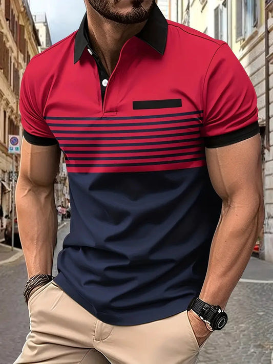Herren Polo Shirt Blau Größe M Baumwollmischung-1