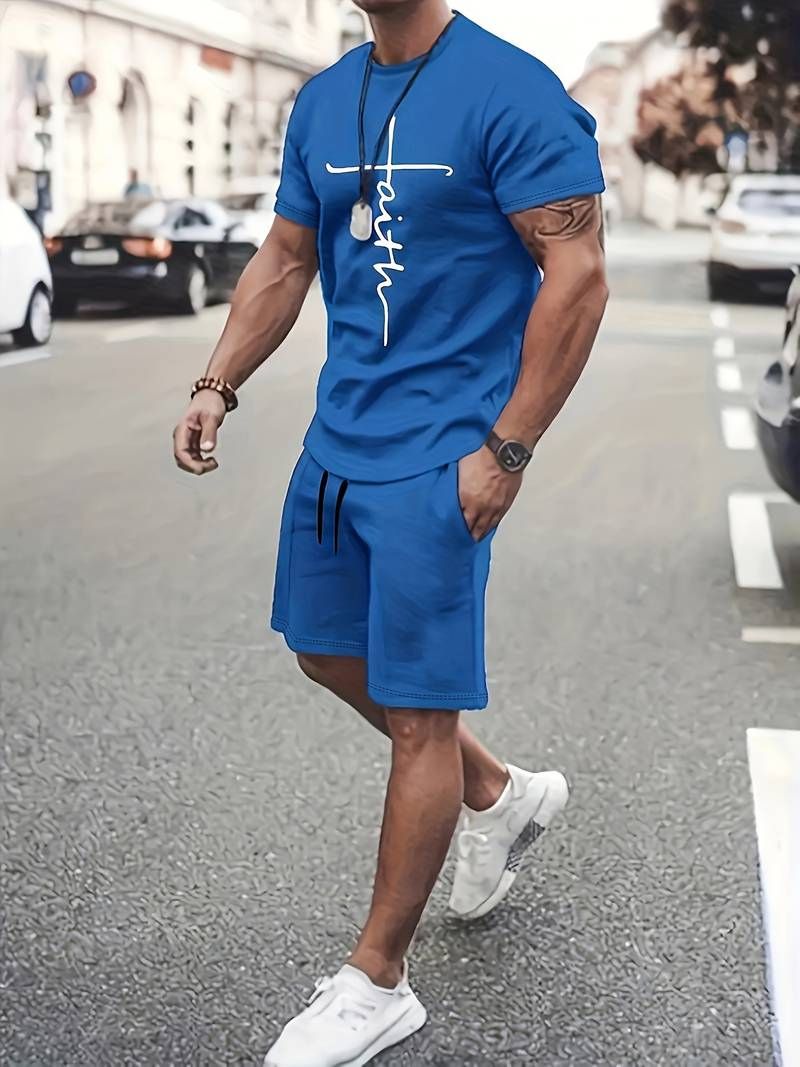 Herren T-Shirt Set Schwarz Größe M Baumwolle Atmungsaktiv Sportlich-1