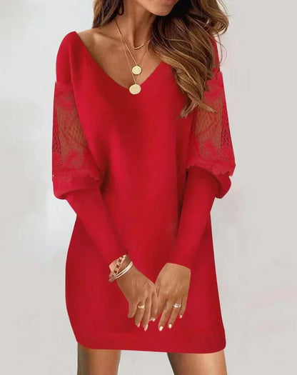 Celia – Women's Patchwork Dress with Long Sleeves – Stylish, Unique & Comfortable