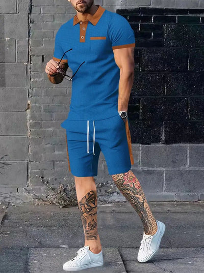 Herren Polohemd Blau Größe M Baumwolle und Schnürhose-4