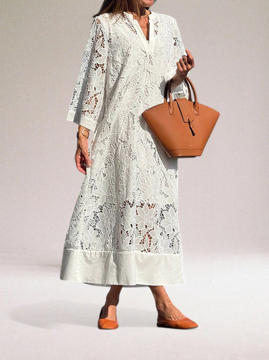 Women's Beata Dress | Luxury long dress made of lace fabric