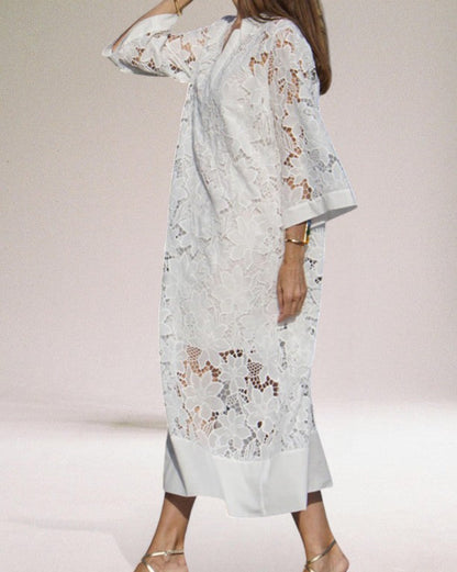 Women's Beata Dress | Luxury long dress made of lace fabric