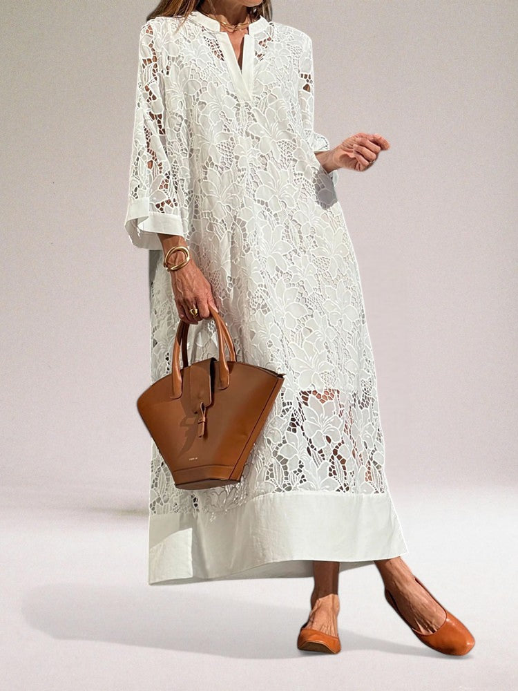 Women's Beata Dress | Luxury long dress made of lace fabric
