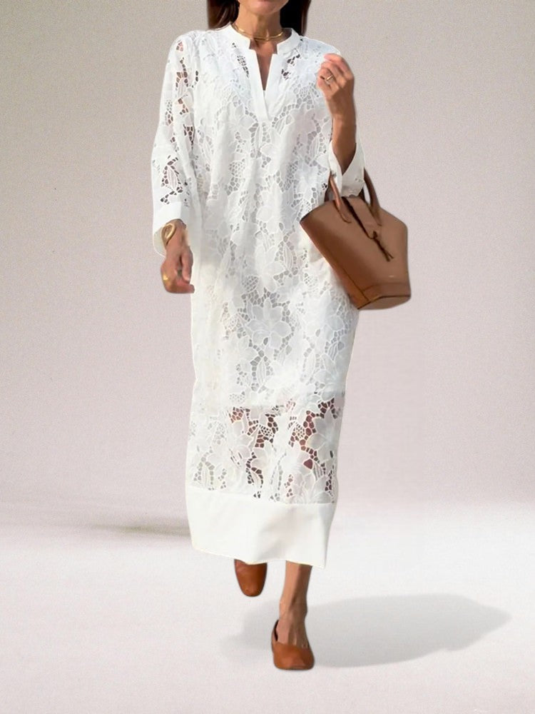 Women's Beata Dress | Luxury long dress made of lace fabric