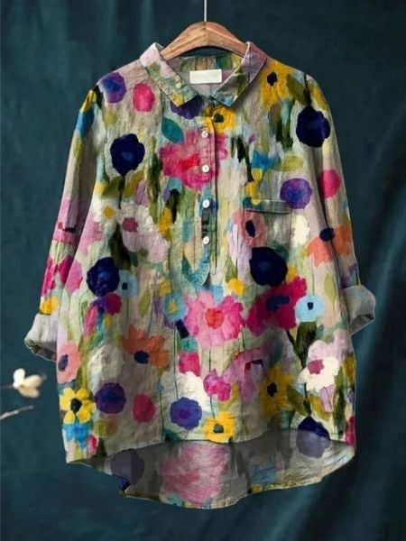 Women's purple blouse | Floral Pattern Blouse for a Fresh, Casual Look