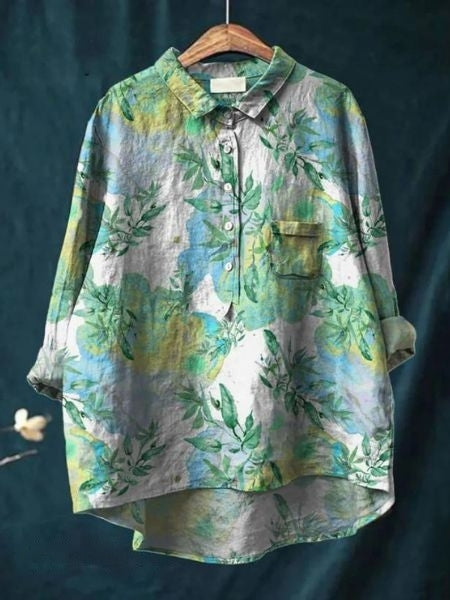 Women's purple blouse | Floral Pattern Blouse for a Fresh, Casual Look