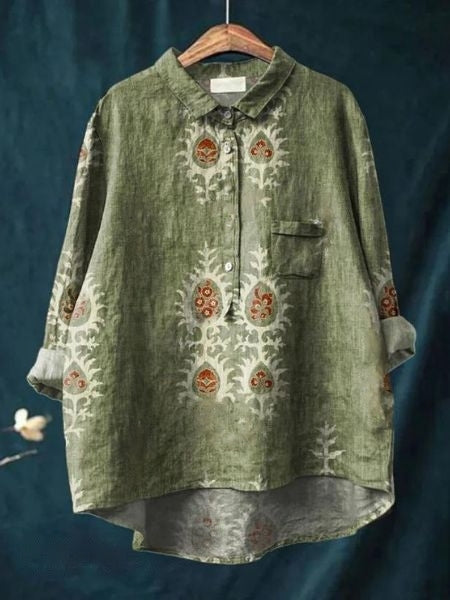 Women's purple blouse | Floral Pattern Blouse for a Fresh, Casual Look
