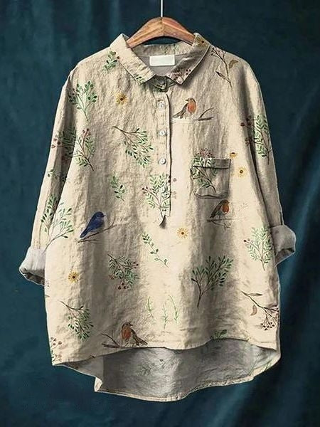 Women's purple blouse | Floral Pattern Blouse for a Fresh, Casual Look