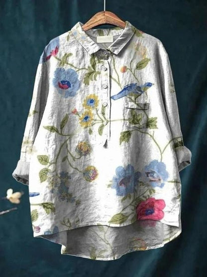 Women's purple blouse | Floral Pattern Blouse for a Fresh, Casual Look