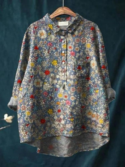 Women's purple blouse | Floral Pattern Blouse for a Fresh, Casual Look
