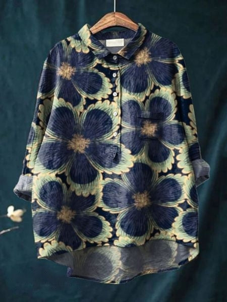 Women's purple blouse | Floral Pattern Blouse for a Fresh, Casual Look