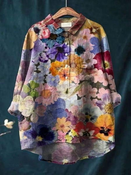 Women's purple blouse | Floral Pattern Blouse for a Fresh, Casual Look