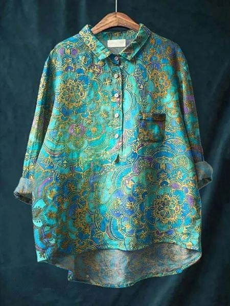 Women's purple blouse | Floral Pattern Blouse for a Fresh, Casual Look