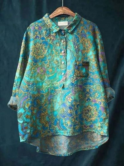 Women's purple blouse | Floral Pattern Blouse for a Fresh, Casual Look