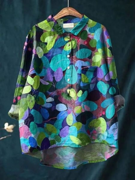 Women's purple blouse | Floral Pattern Blouse for a Fresh, Casual Look