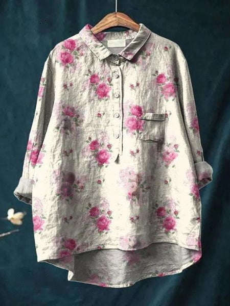 Women's purple blouse | Floral Pattern Blouse for a Fresh, Casual Look
