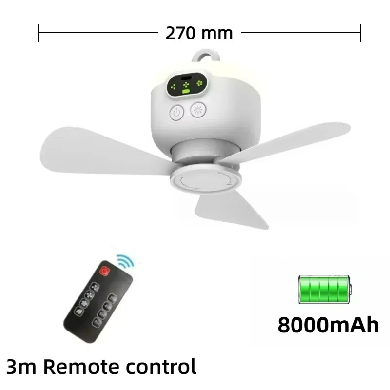 LED night light ceiling fan for camping and portable use