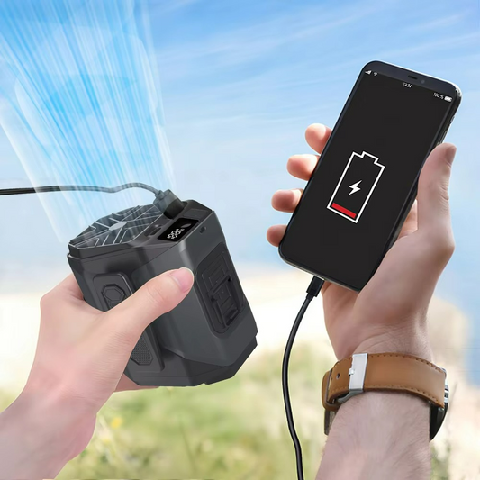 Wearable Waist Fan with Power Bank Function and Flashlight