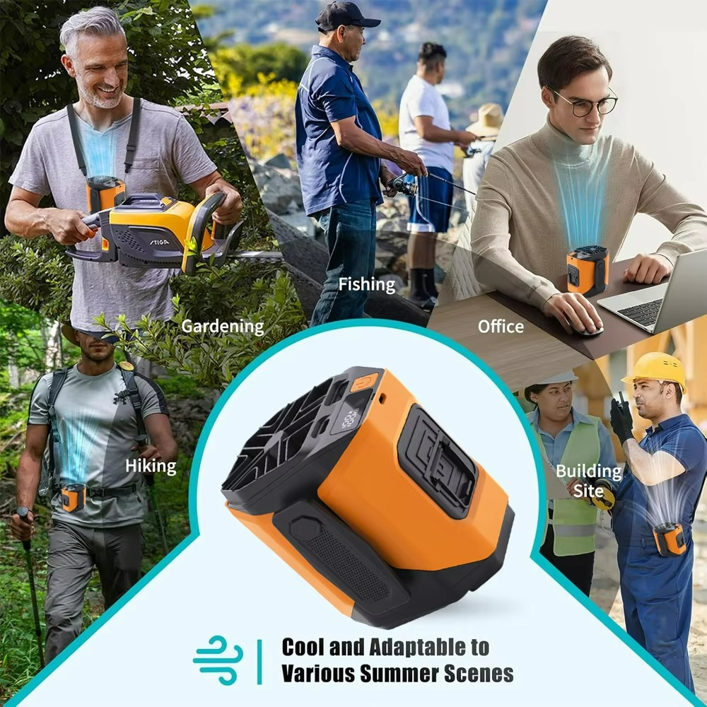 Wearable Waist Fan with Power Bank Function and Flashlight