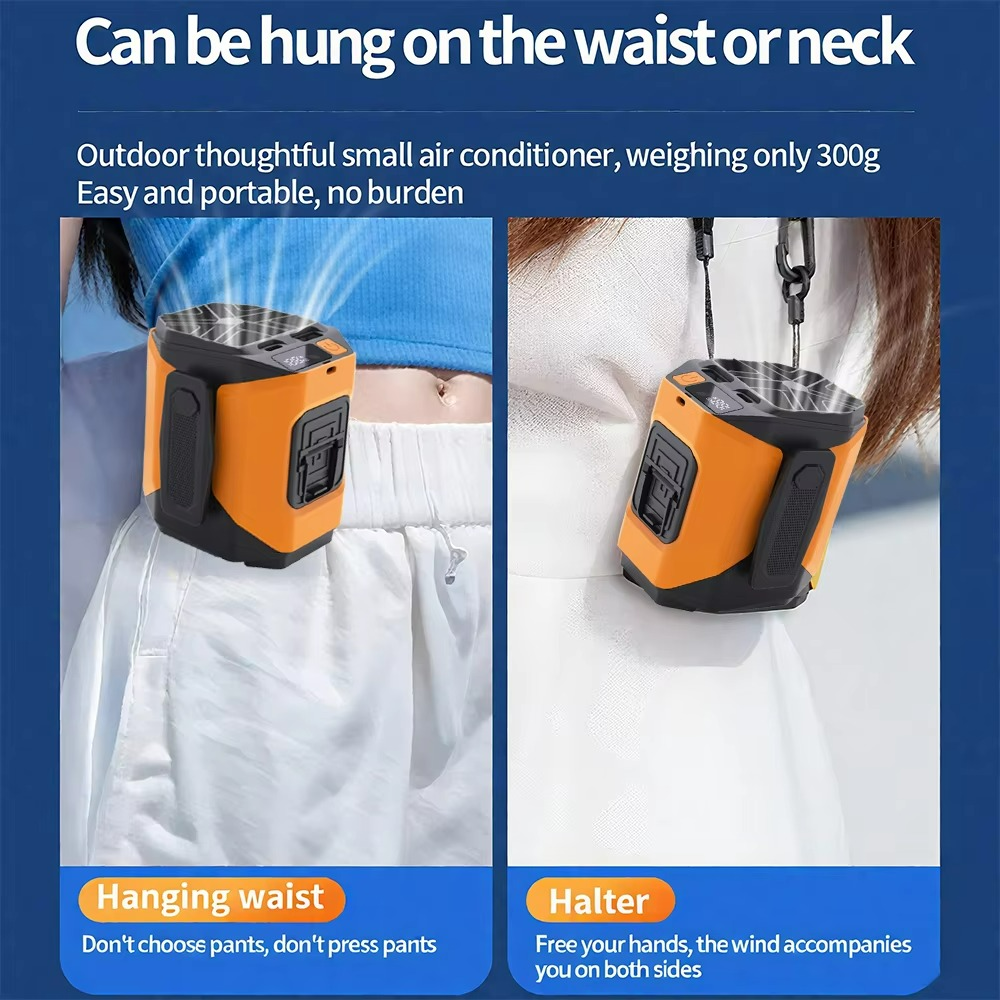 Wearable Waist Fan with Power Bank Function and Flashlight