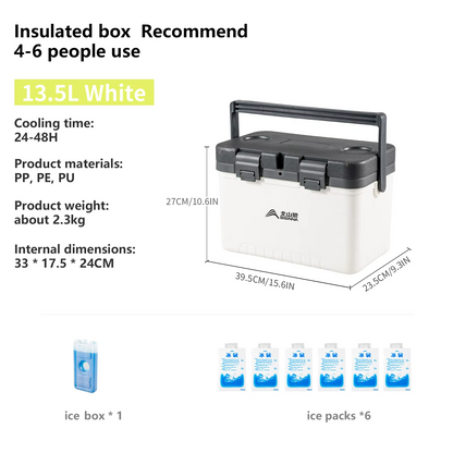 Portable ice chest cooler box with high capacity for camping and travel