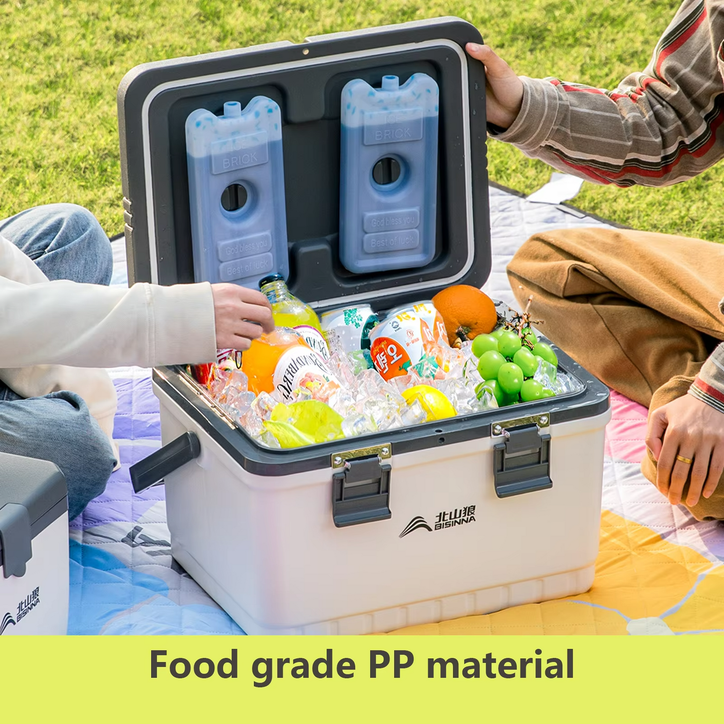 Portable ice chest cooler box with high capacity for camping and travel
