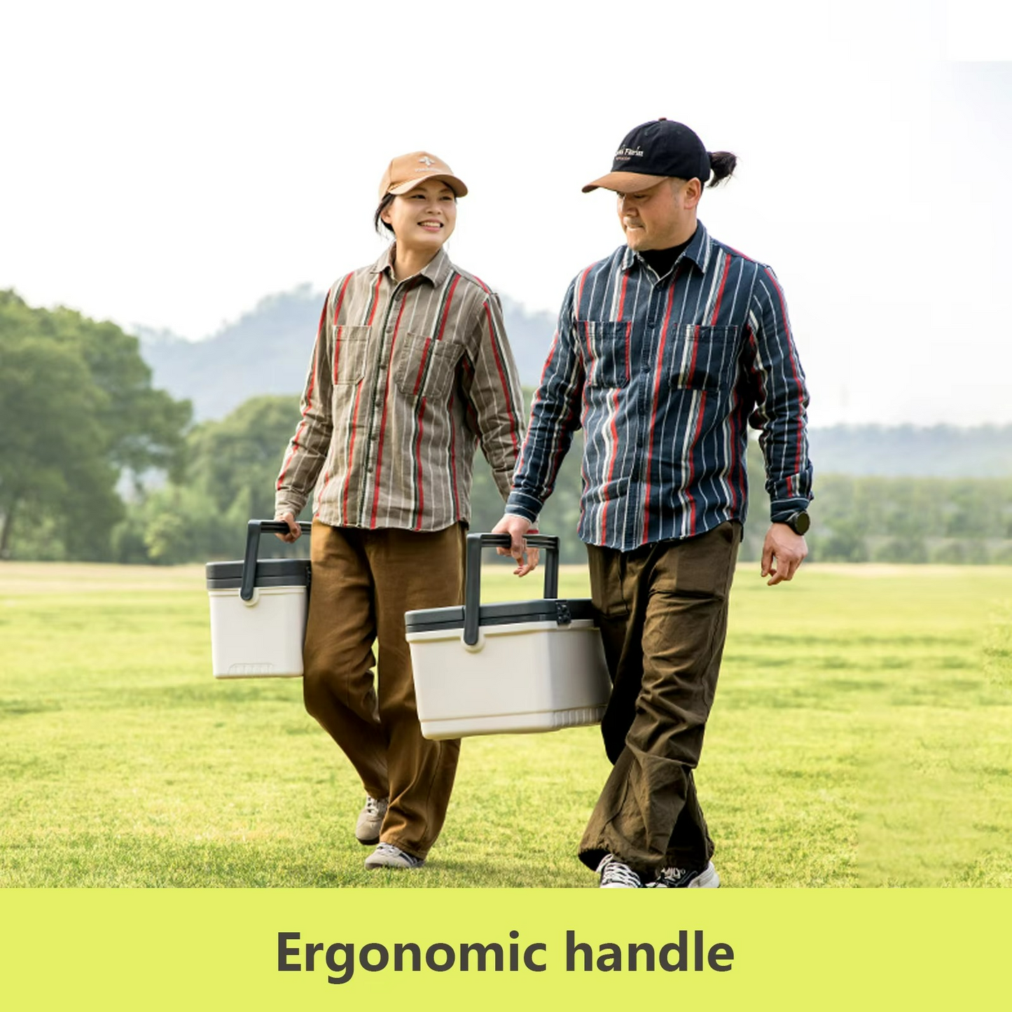 Portable ice chest cooler box with high capacity for camping and travel