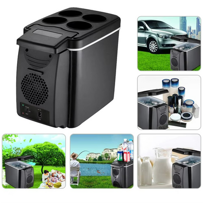 Compact car refrigerator and insulated cooler box for travel